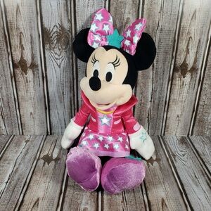Disney Minnie Mouse Plush - Pink with Stars- Cheerleader, Small Doll, 10"